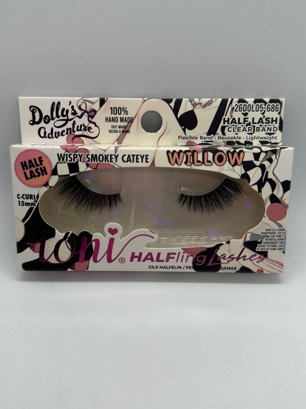 IONI Dolly’s Adventure Willow 3D Faux Mink HALFling Lash Wispy Smokey Cateye